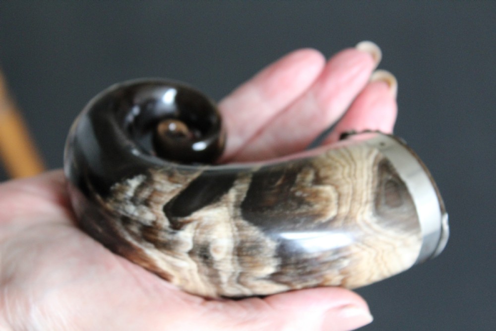 A larger than usual Scottish snuff mull the horn with beautiful markings View VIII