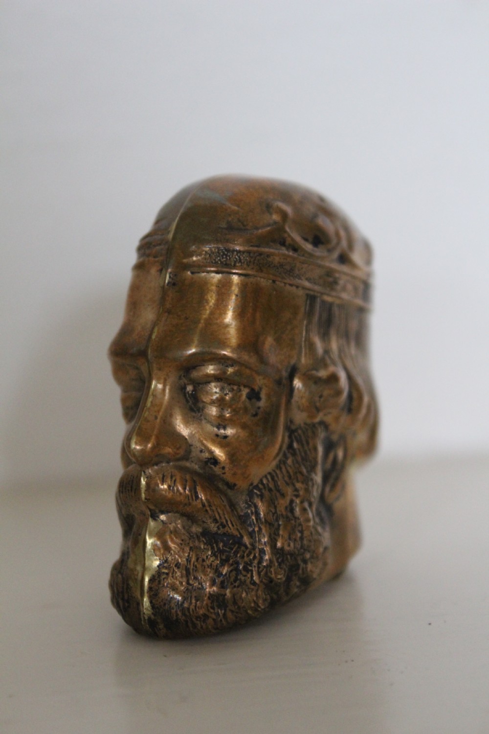 A finely cast and unusual brass vesta case in the form of a Roman classical bust View VI