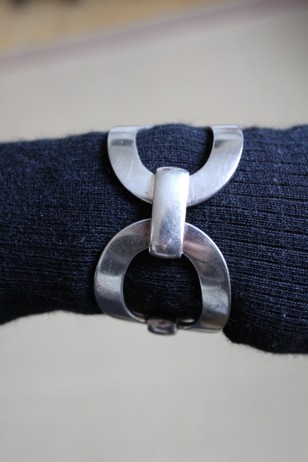 A very stylish and heavy gauge chunky silver hand made bracelet  View IV