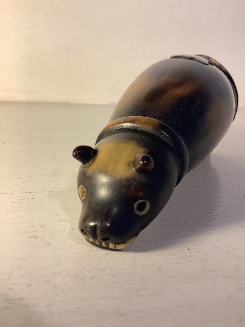 A rare and unusual 18th century Scottish horn and white metal snuff mull View III