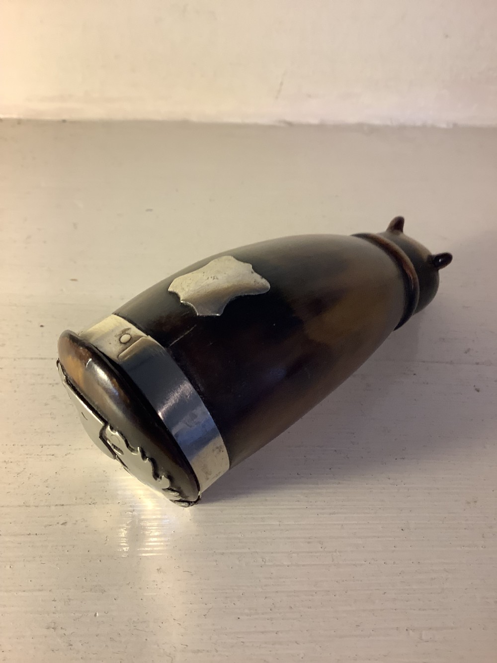 A rare and unusual 18th century Scottish horn and white metal snuff mull View V