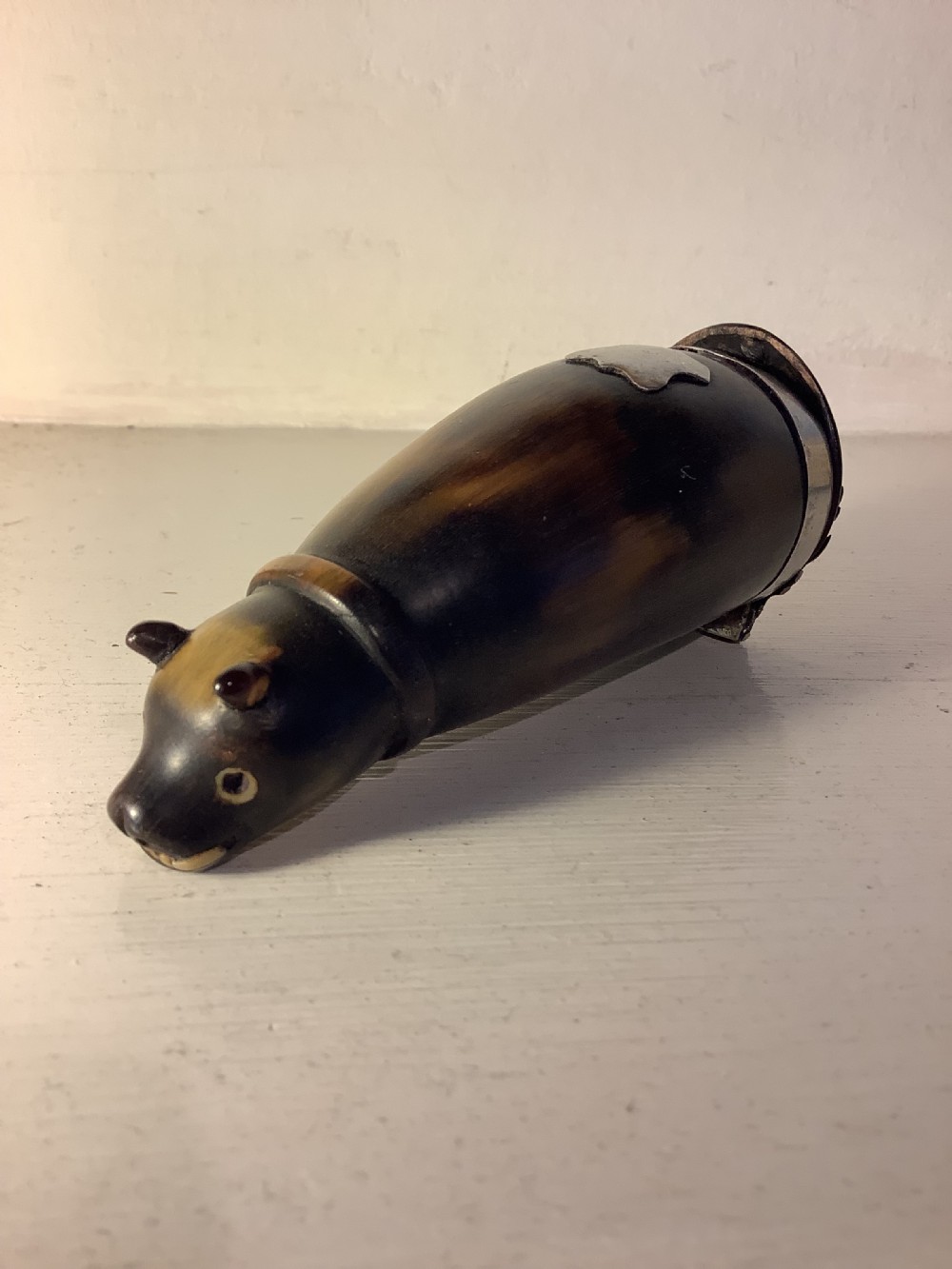 A rare and unusual 18th century Scottish horn and white metal snuff mull View VIII