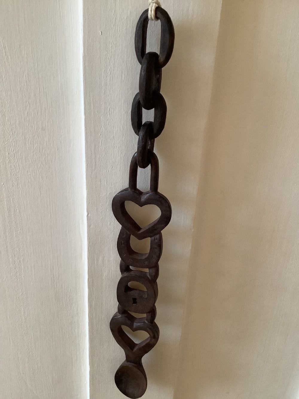 A very intricately carved Welsh love spoon carved from one piece of wood View VIII