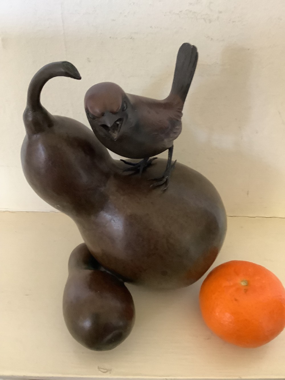 A delightful 19th century Japanese bronze in the form of two gourds View VIII
