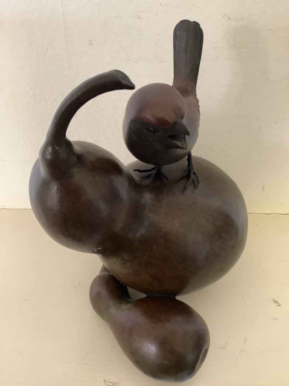 A delightful 19th century Japanese bronze in the form of two gourds View II