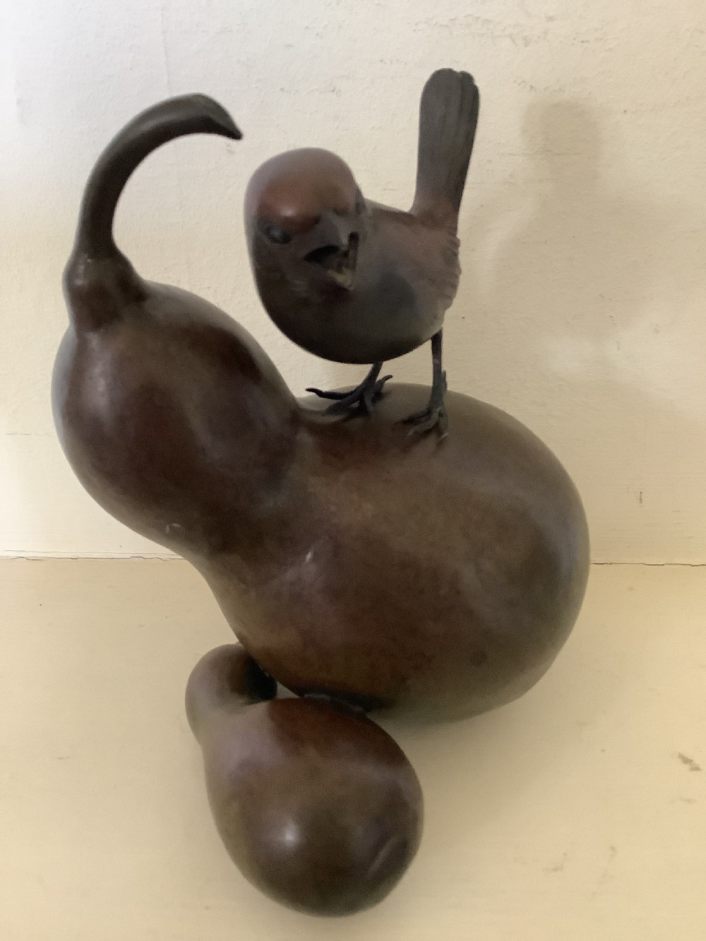 A delightful 19th century Japanese bronze in the form of two gourds View III
