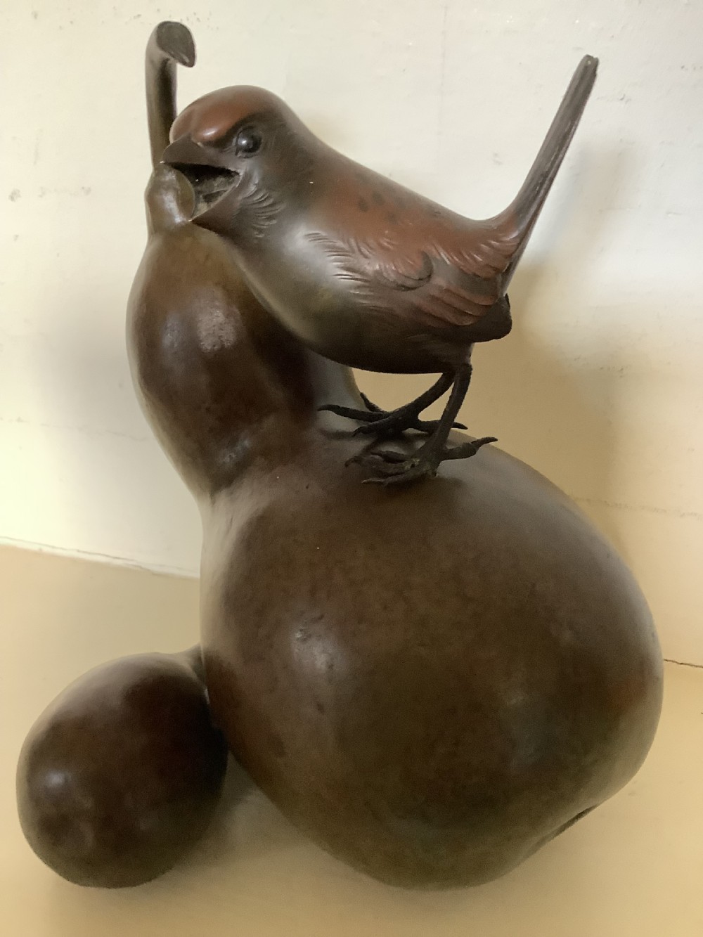 A delightful 19th century Japanese bronze in the form of two gourds View V