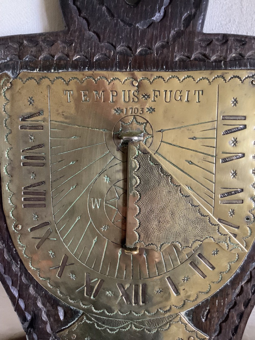 A superb collectable 18th century brass sundial  View II