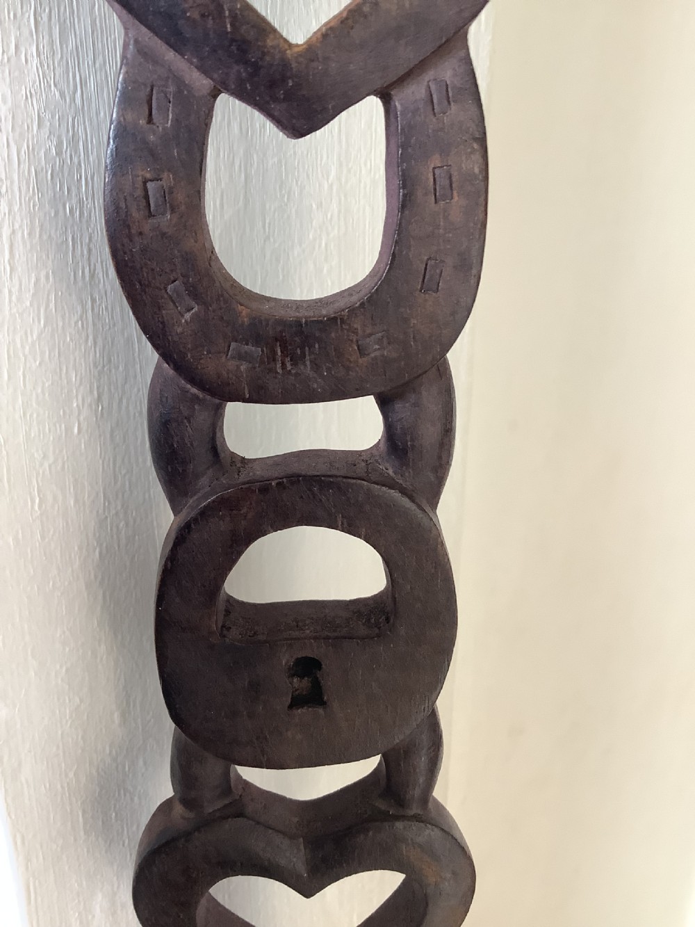 A very intricately carved wood Welsh love spoon carved from one piece of wood View VIII