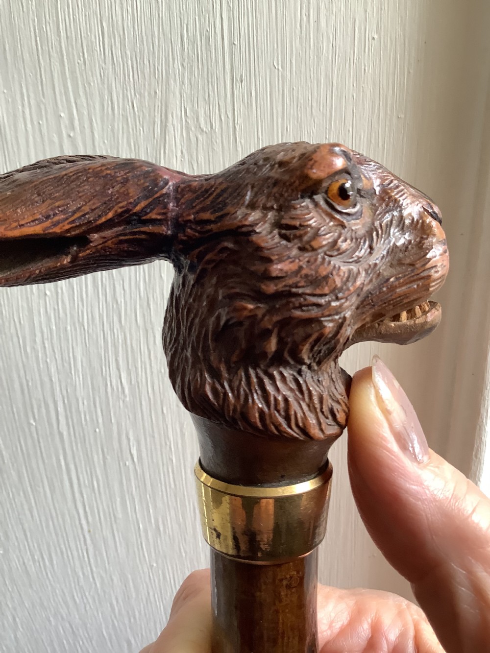 A superb19th century gnarled wood walking stick handle  View V