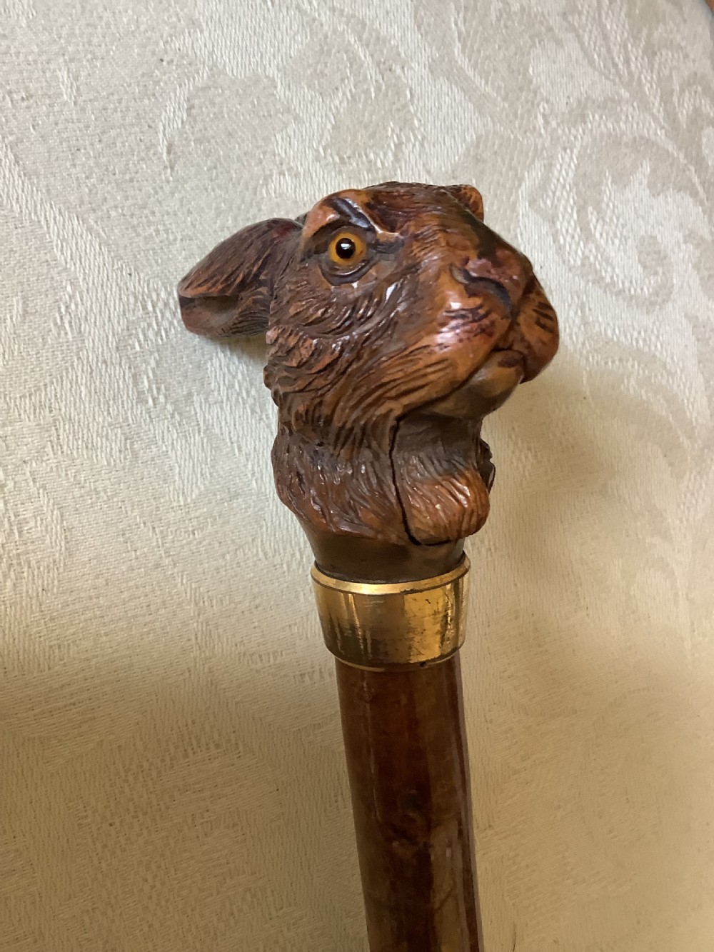 A superb19th century gnarled wood walking stick handle  View III