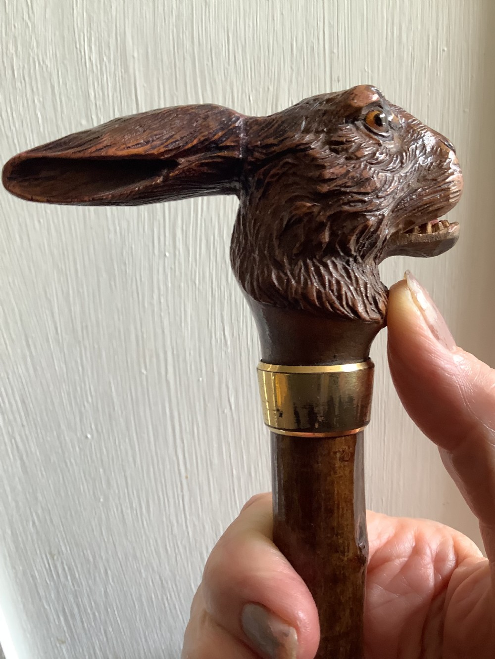 A superb19th century gnarled wood walking stick handle 