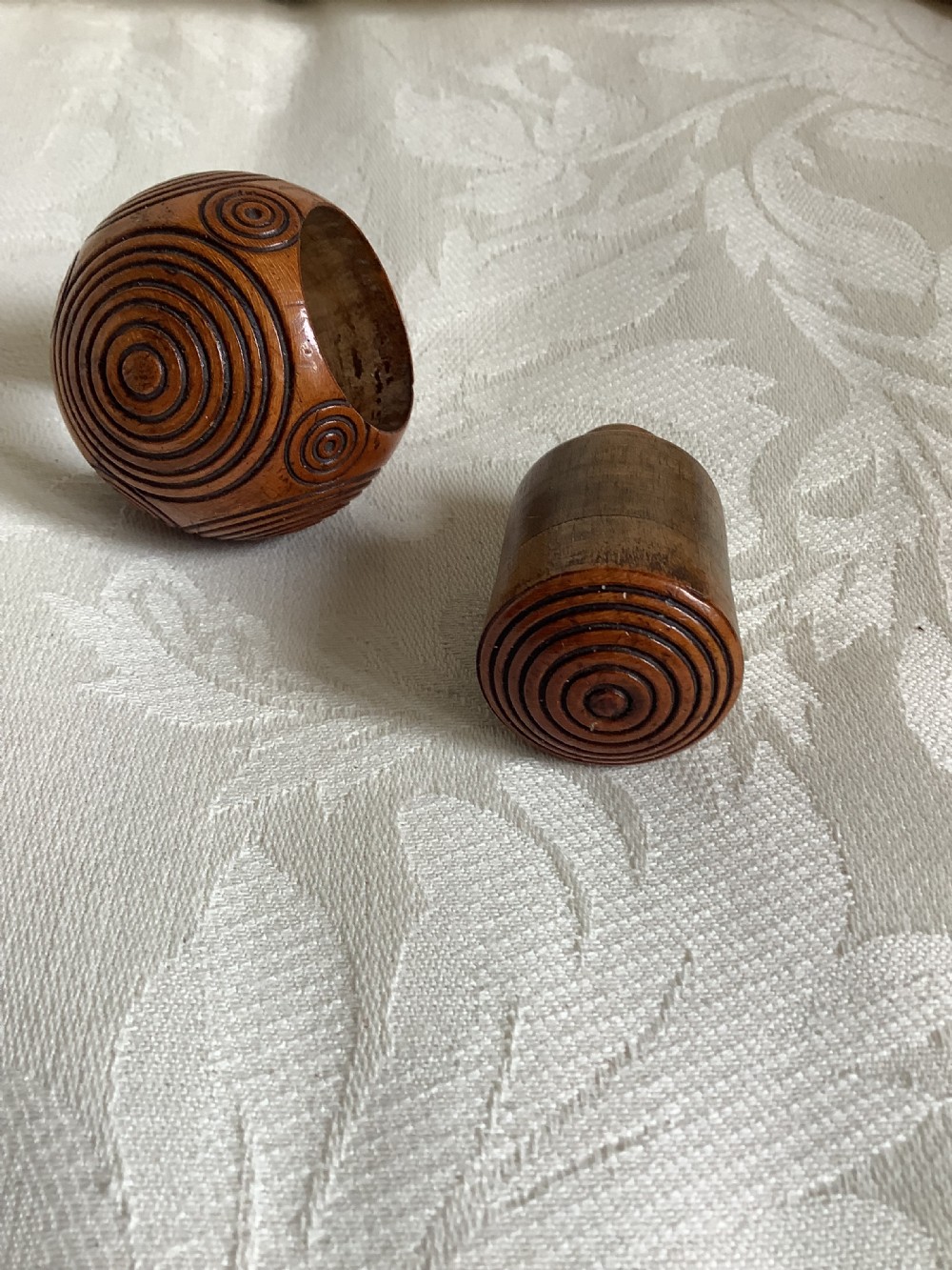 A rare unusual and very entertaining wood snuff puzzle ball possibly Scottish View VI