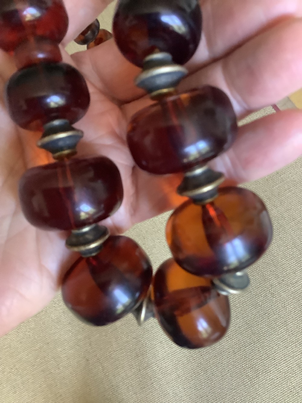 A large and chunky very wearable cherry amber necklace View IV