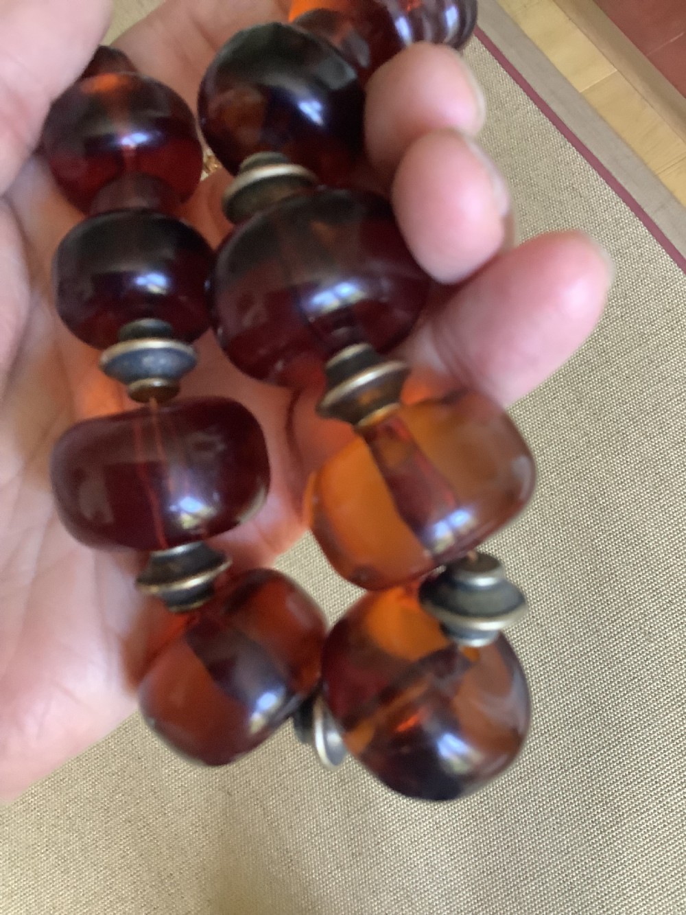 A large and chunky very wearable cherry amber necklace View V