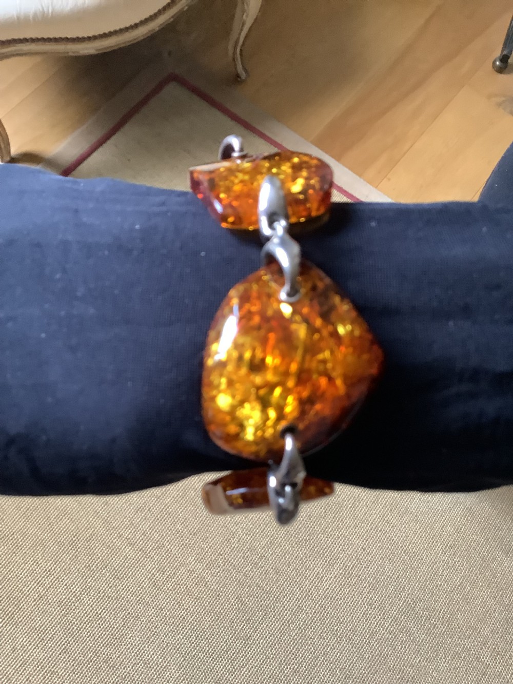 A superb natural amber bracelet of good proportions View II