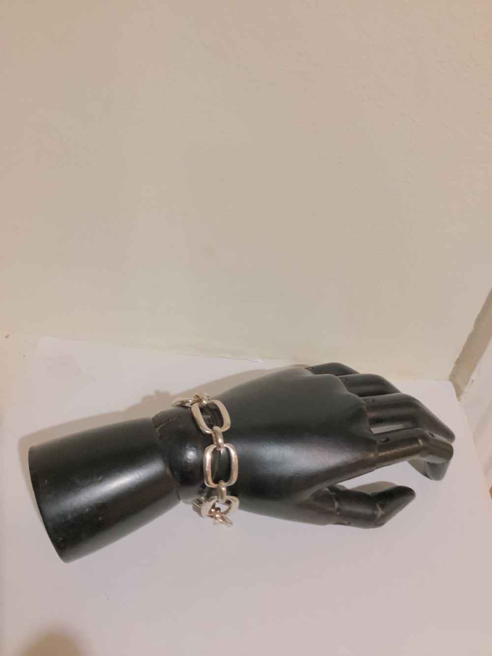 An Art Deco silver chain link bracelet featuring elongated openwork rectangular links. View VIII