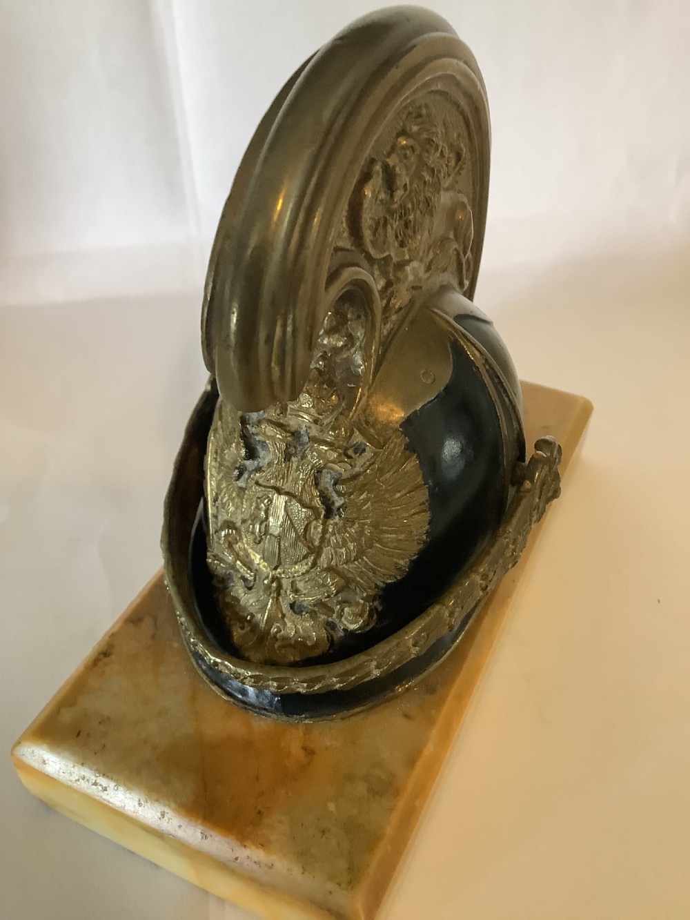 Paper weight model of an officers helmet of the Austrian imperial dragoon guards View VIII