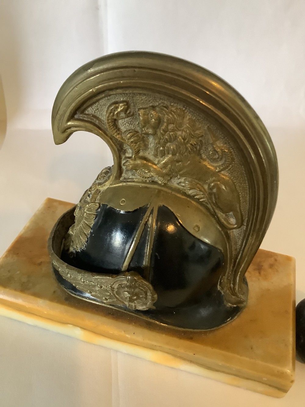 Paper weight model of an officers helmet of the Austrian imperial dragoon guards View X
