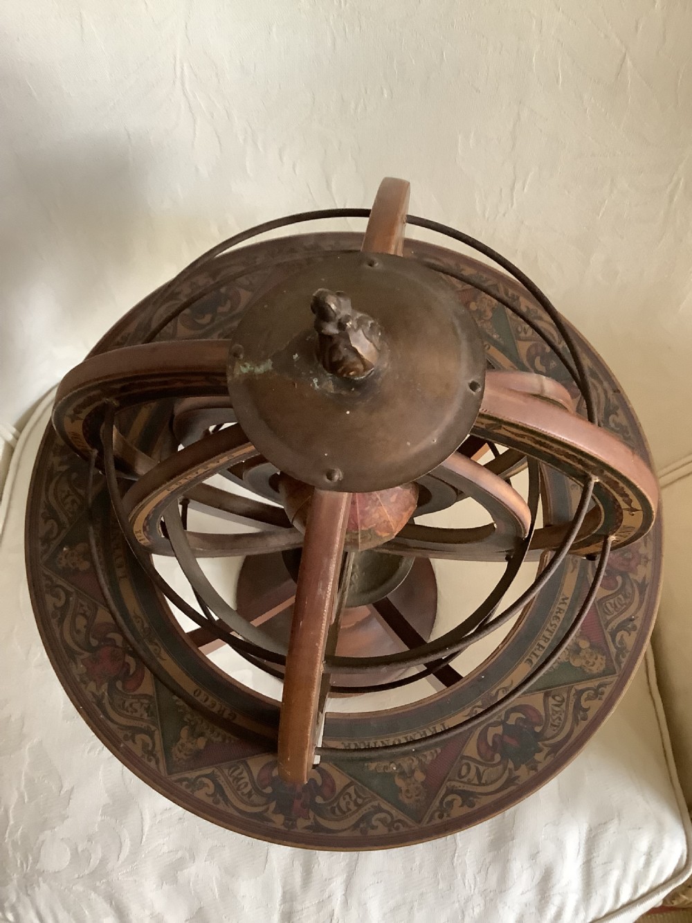Science & Discovery a softwood ptolemaic armillary sphere, on a turned wood stand a very attractive object View III