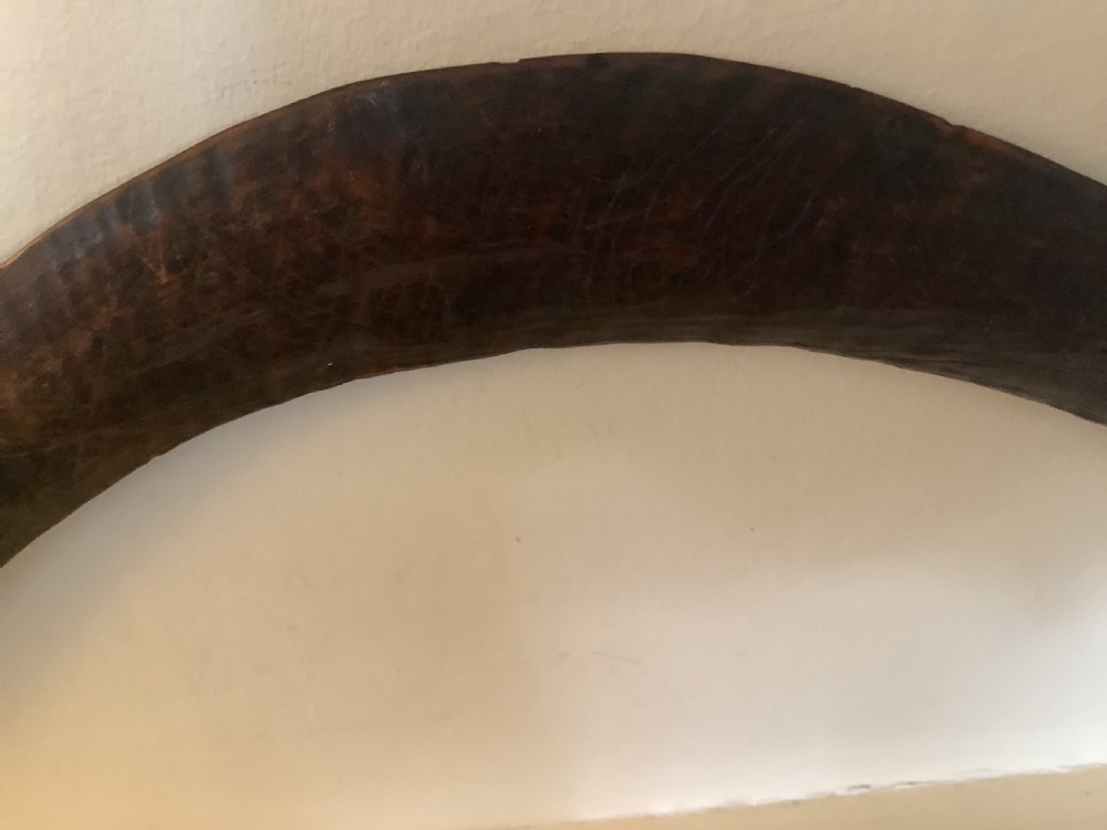 A fine antique hand carved Aboriginal boomerang deep dark rich patina. View XI