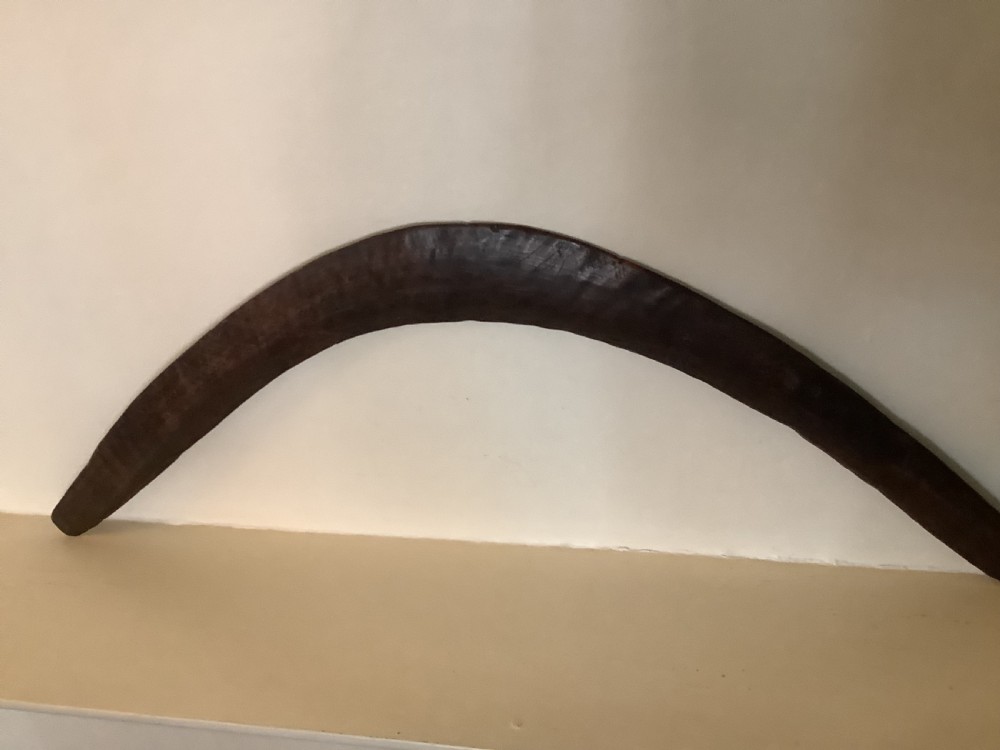 A fine antique hand carved Aboriginal boomerang deep dark rich patina. View XII
