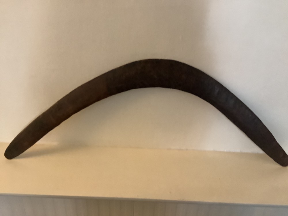 A fine antique hand carved Aboriginal boomerang deep dark rich patina. View XIII