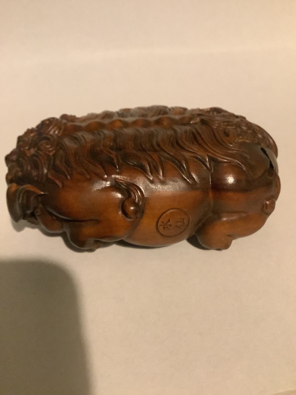 A very finely carved Chinese boxwood scholars brush washers bowl