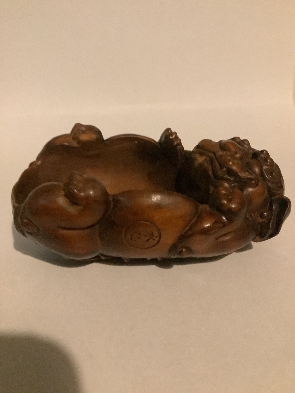 A very finely carved Chinese boxwood scholars brush washers bowl View IV