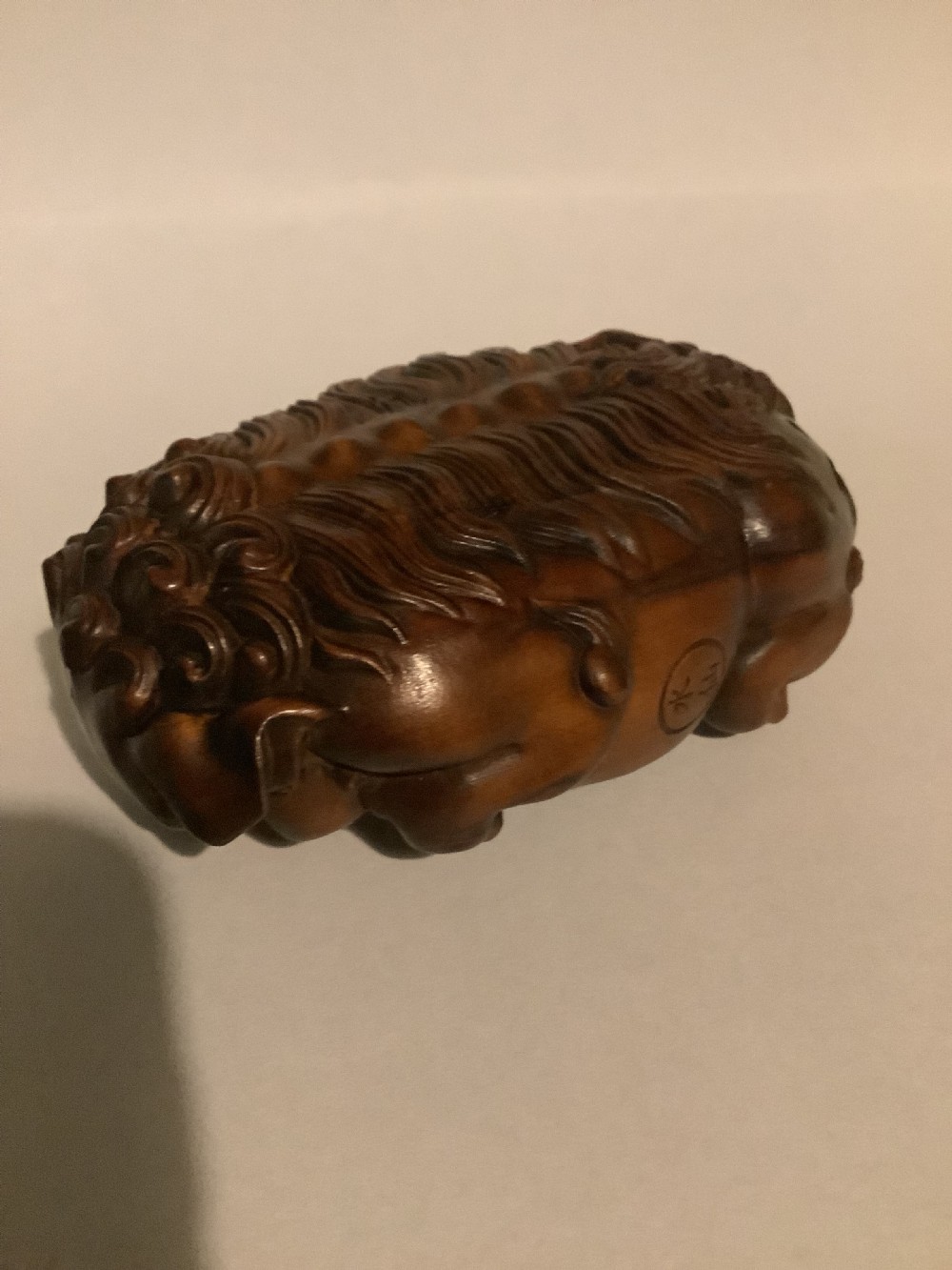 A very finely carved Chinese boxwood scholars brush washers bowl View V
