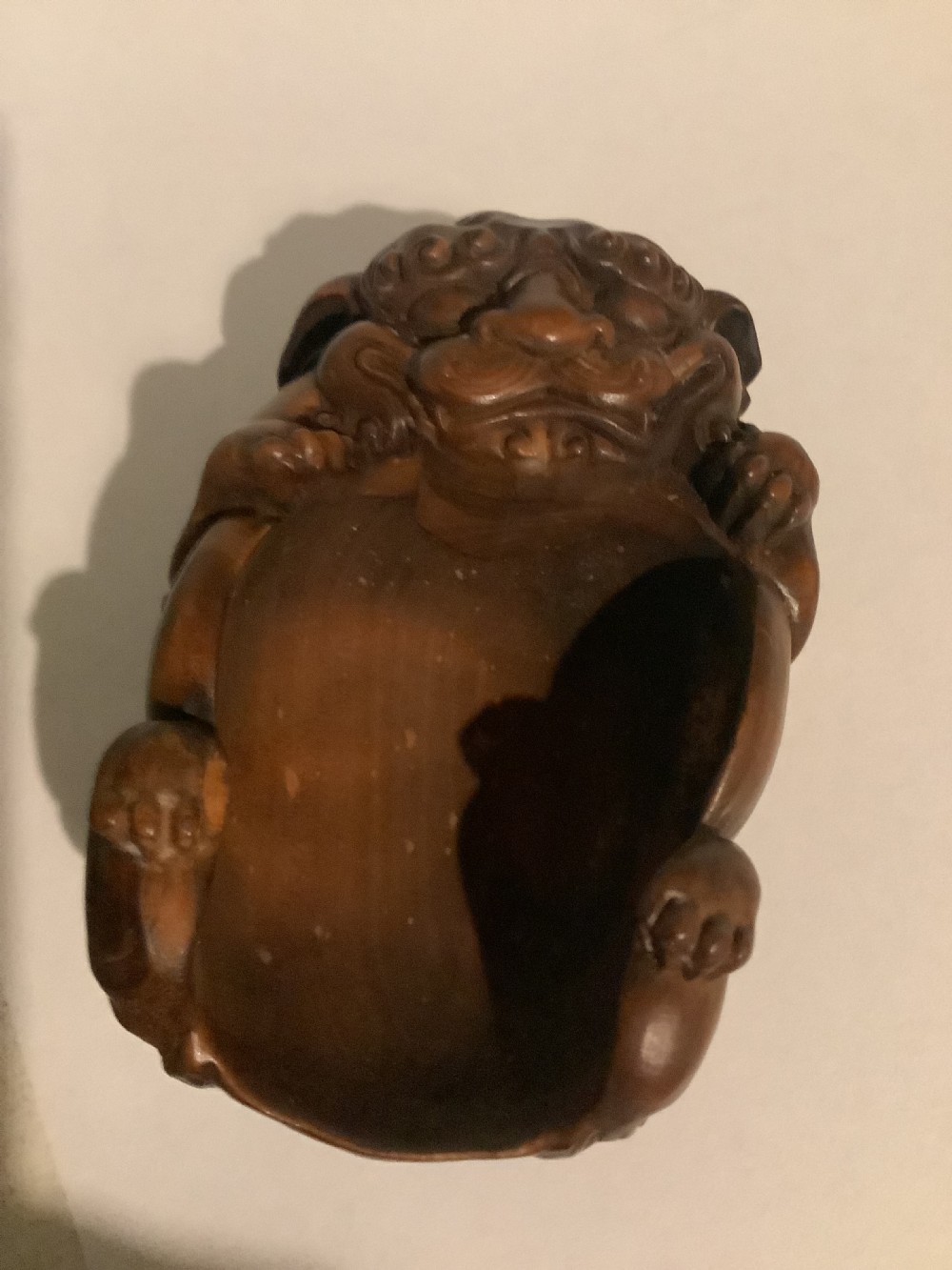 A very finely carved Chinese boxwood scholars brush washers bowl View VI