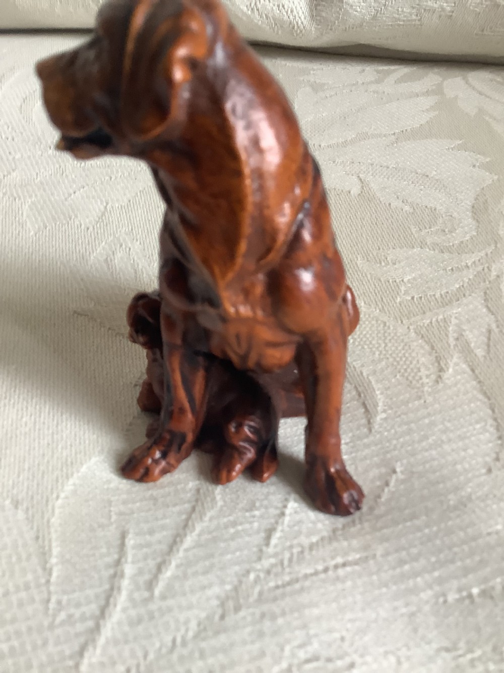 A very finely carved small hardwood figure of dog and pup View VI