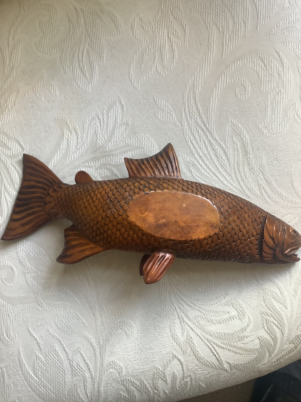 A very fine example of a hard wood fish carving View VIII