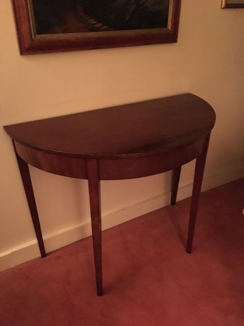 george iii mahogany demilune table - CATEGORY: ANTIQUE TABLES - DATED GEORGIAN