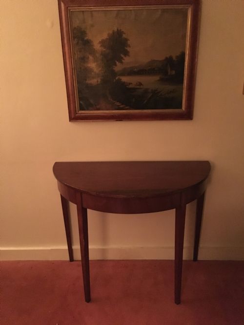 GEORGE III MAHOGANY DEMILUNE TABLE - ADDITIONAL PHOTO 2