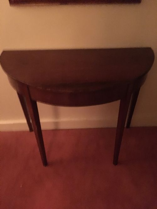 GEORGE III MAHOGANY DEMILUNE TABLE - ADDITIONAL PHOTO 3
