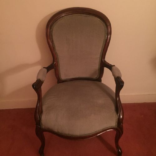 victorian mahogany upholstered armchair - CATEGORY: ANTIQUE CHAIRS - DATED VICTORIAN