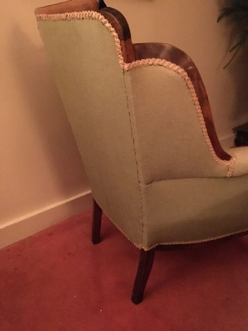 VERY LATE VICTORIAN MAHOGANY UPHOLSTERED ARMCHAIR - ADDITIONAL PHOTO 4