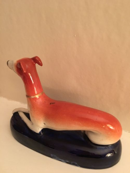 ANTIQUE STAFFORDSHIRE GREYHOUND PEN HOLDER - ADDITIONAL PHOTO 2