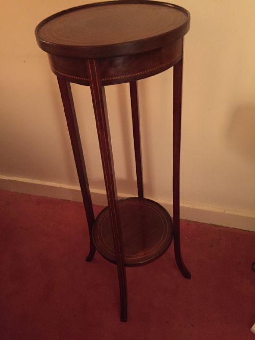 edwardian inlaid mahogany plant stand - CATEGORY: ANTIQUE MISCELLANEOUS - DATED EDWARDIAN
