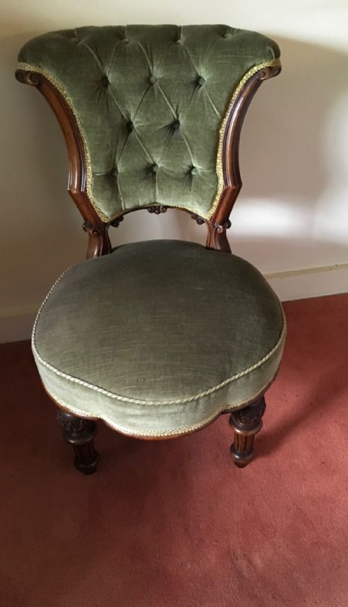 VICTORIAN MAHOGANY UPHOLSTERED NURSING CHAIR - ADDITIONAL PHOTO 1