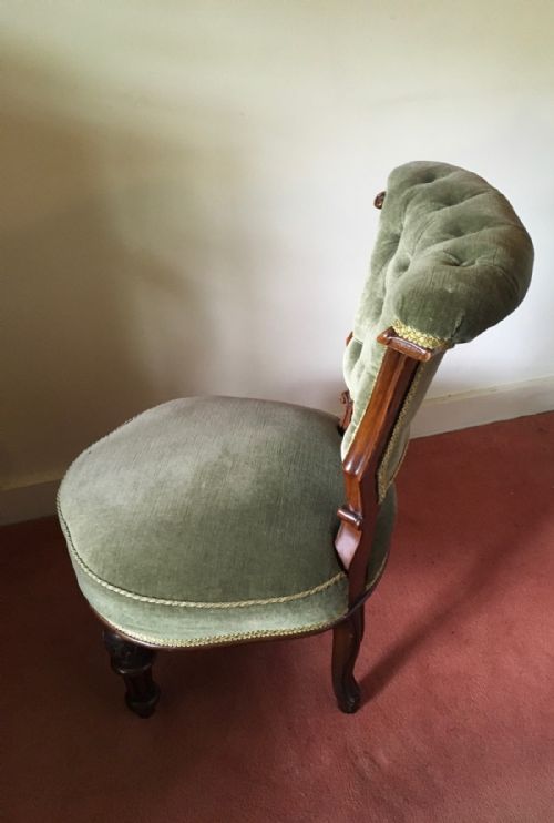 VICTORIAN MAHOGANY UPHOLSTERED NURSING CHAIR - ADDITIONAL PHOTO 2
