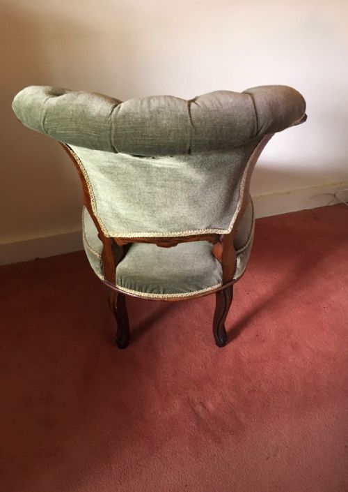 VICTORIAN MAHOGANY UPHOLSTERED NURSING CHAIR - ADDITIONAL PHOTO 4