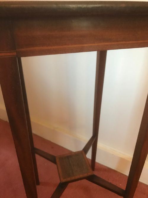 MEDIUM HEIGHT SQUARE EDWARDIAN INLAID MAHOGANY PLANT STAND - ADDITIONAL PHOTO 1