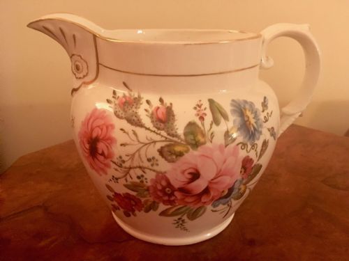 antique late georgian 1825 pearlware flowered jug - CATEGORY: ANTIQUE JUGS - DATED GEORGIAN