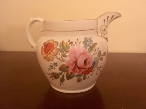 ANTIQUE LATE GEORGIAN 1825 PEARLWARE FLOWERED JUG - ADDITIONAL PHOTO 3