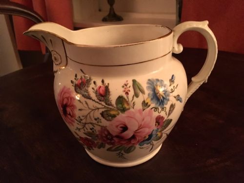 ANTIQUE LATE GEORGIAN 1825 PEARLWARE FLOWERED JUG - ADDITIONAL PHOTO 1