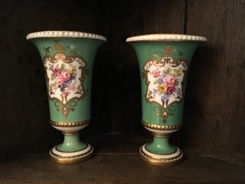 pair of antique royal crown derby vases - CATEGORY: ANTIQUE VASES - DATED EDWARDIAN
