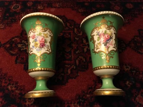 PAIR OF ANTIQUE ROYAL CROWN DERBY VASES - ADDITIONAL PHOTO 3