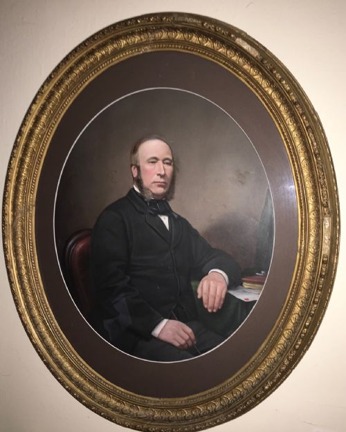 oval portrait of mr william cooper maltster brewer of the old shoulder of mutton inn long street wigston magna leicestershire england - CATEGORY: ANTIQUE ART - DATED VICTORIAN